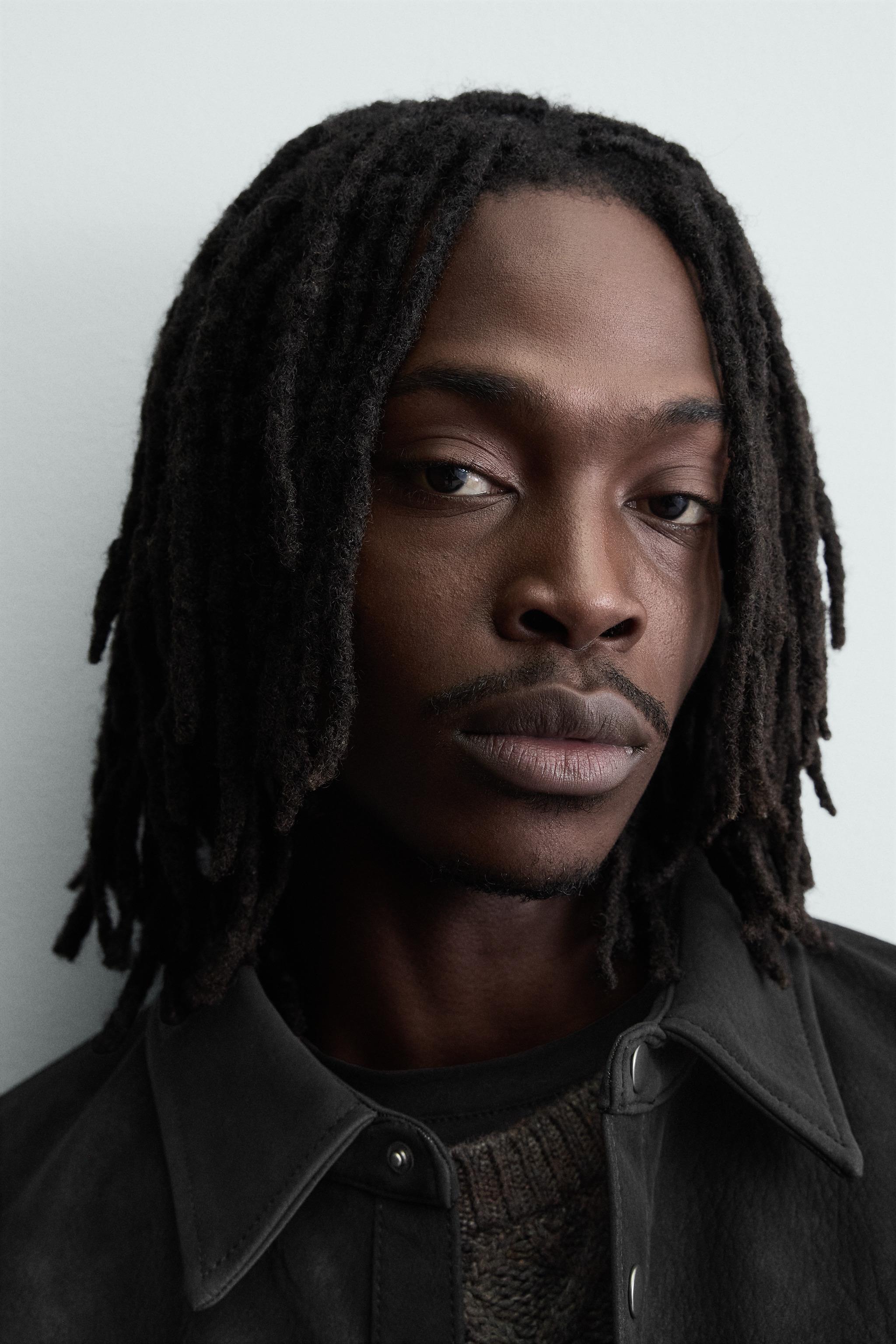 RELAXED FIT FAUX LEATHER OVERSHIRT